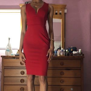 Red tight dress cross cross back
